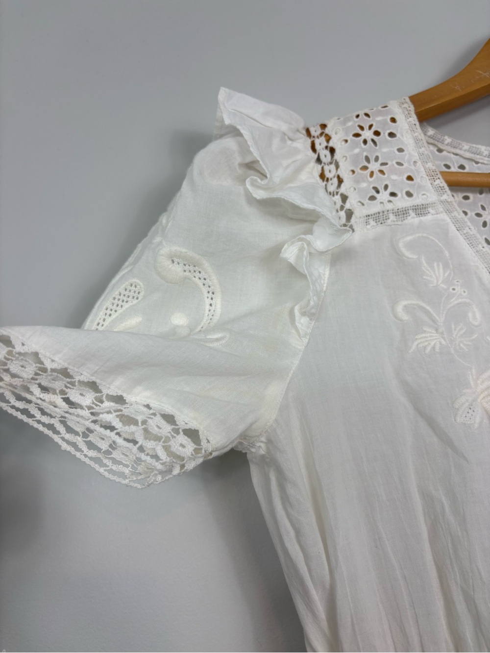 Loveshackfancy Rena Embroidered Mini Dress Antique White Size P - Picture 6 of 15
